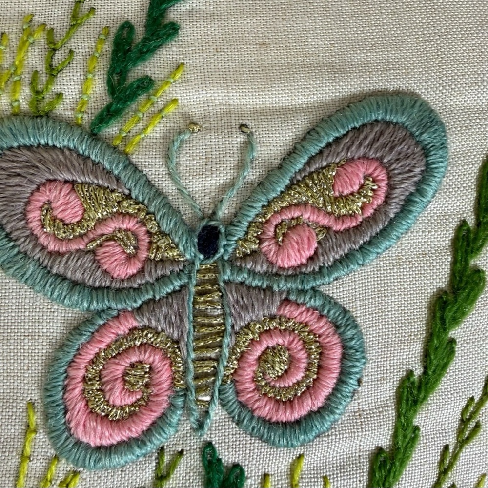 Embroidered Butterfly Throw Pillow‎ - Picture 4 of 8